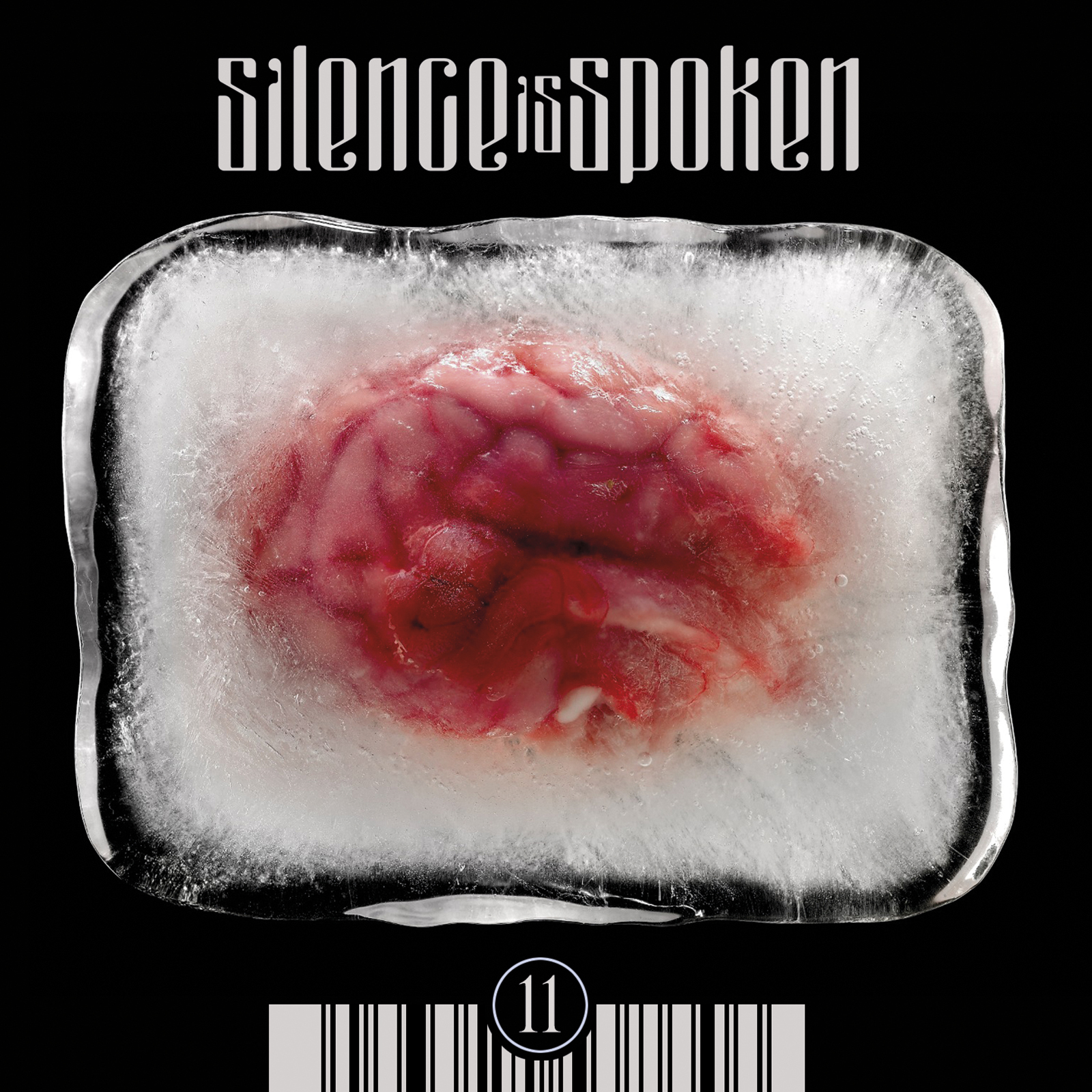 copertina 11 silence is spoken cervello ghiacciato su sfondo nero