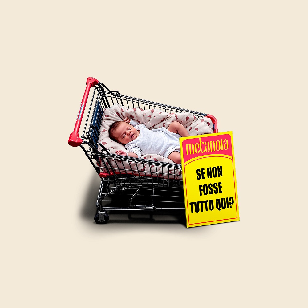 Copertina album Metanoia neonato dentro un carrello