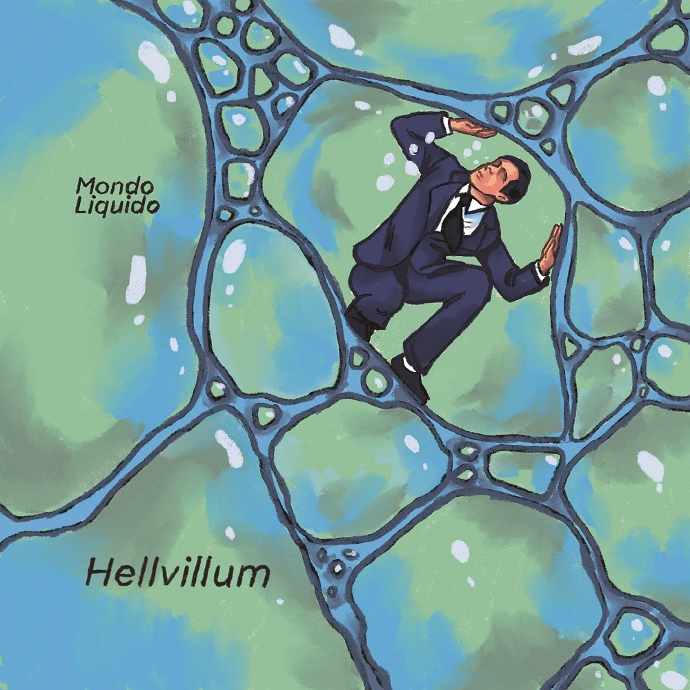 disegno uomo in completo copertina disco mono liquido hellvillum